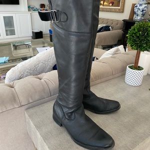 Over the knee leather boots.
